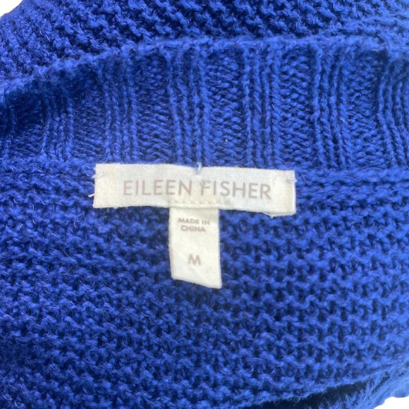 Eileen‎ Fisher Ribbed Knit Linen Blend Sweater Blue Size Medium - Picture 7 of 9